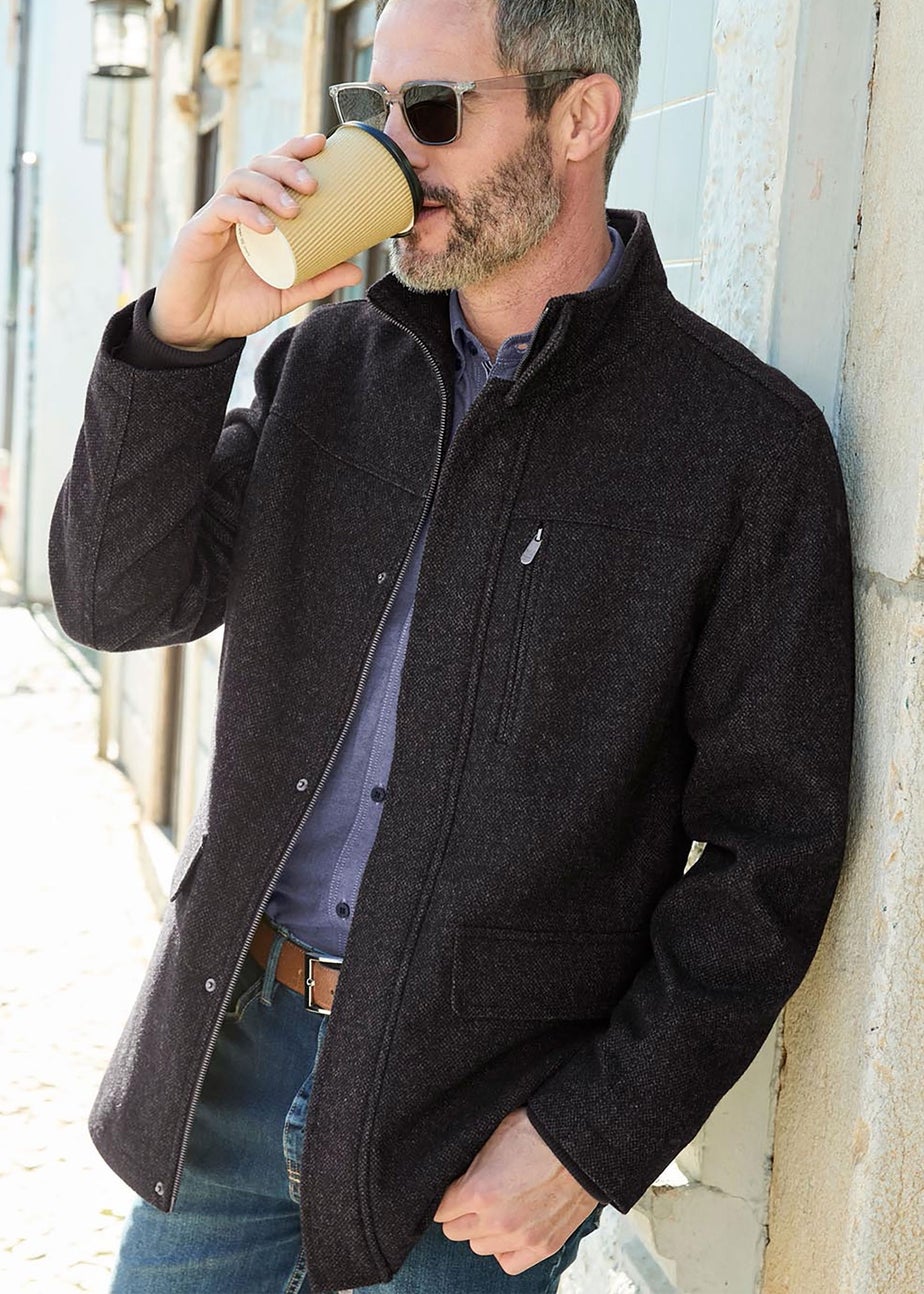 Cotton Traders Coal Smart Brushed Wool Touch Coat