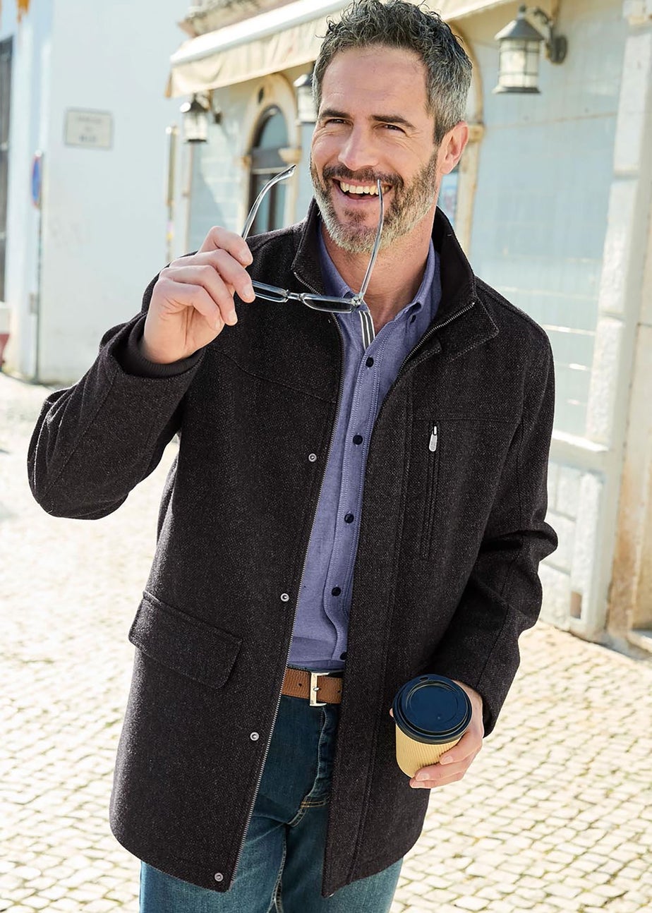 Cotton Traders Coal Smart Brushed Wool Touch Coat