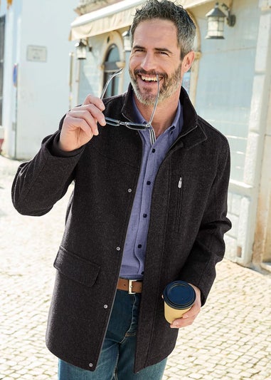 Cotton Traders Coal Smart Brushed Wool Touch Coat
