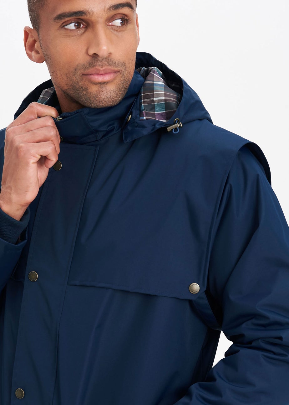 Cotton Traders Navy Windermere Waterproof Coat 50"