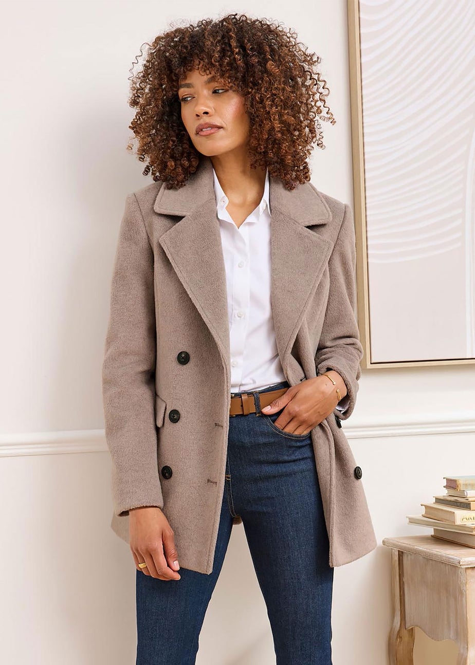 Cotton Traders Mink Wool Look Pea Coat