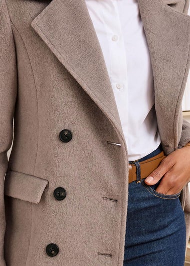 Cotton Traders Mink Wool Look Pea Coat