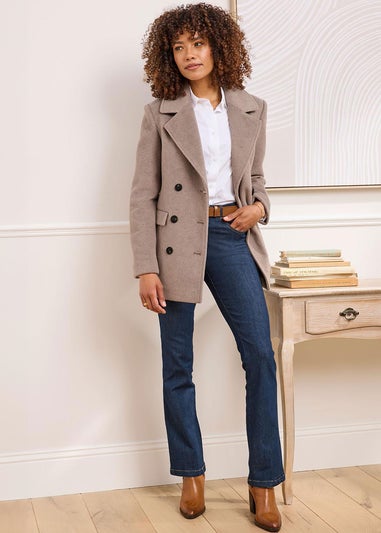 Cotton Traders Mink Wool Look Pea Coat