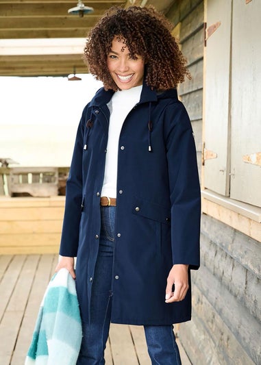 Cotton Traders Navy All-Weather Fleece Lined Waterproof Coat