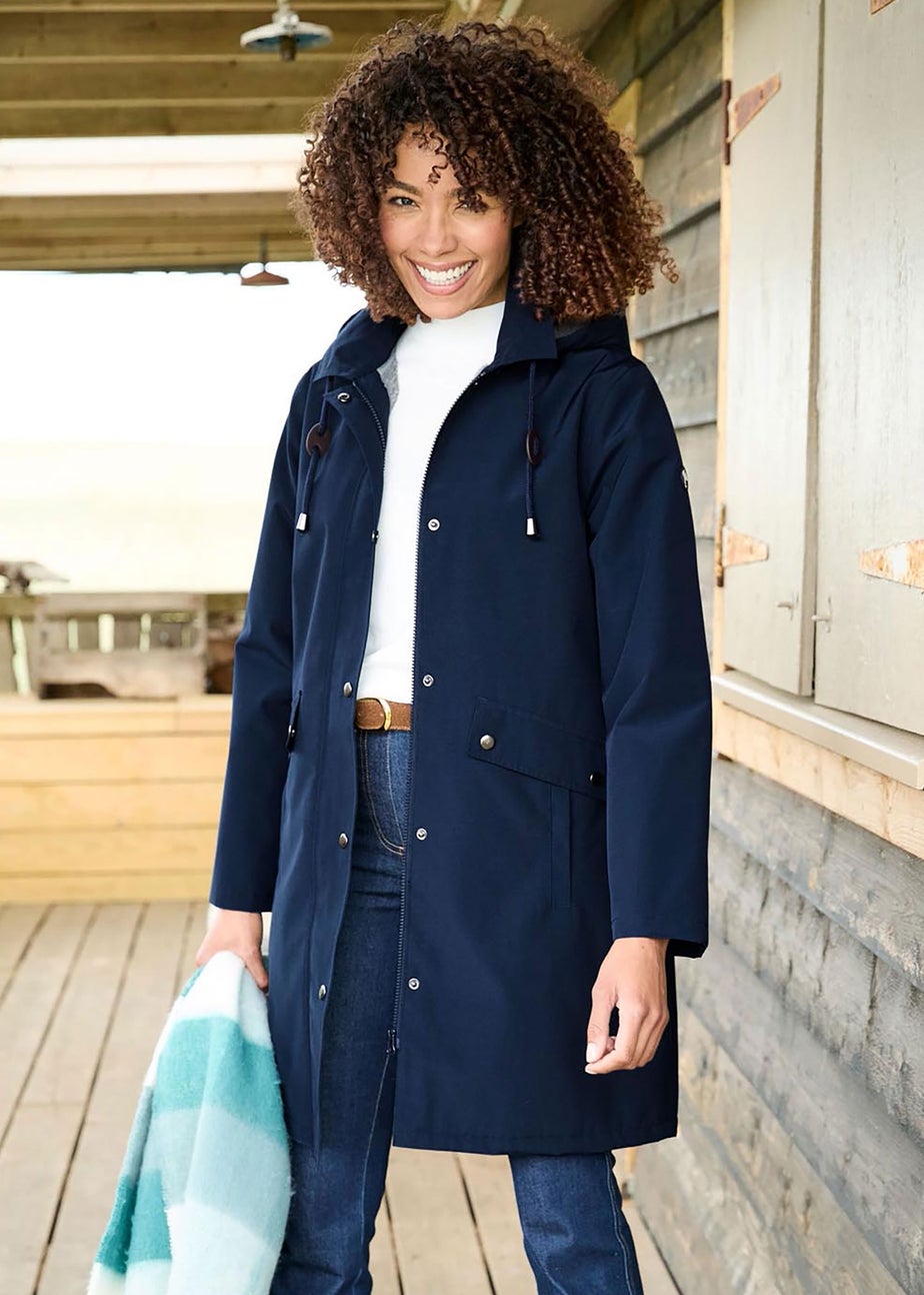 Cotton Traders Navy All-Weather Fleece Lined Waterproof Coat