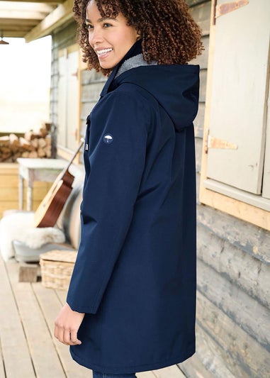 Cotton Traders Navy All-Weather Fleece Lined Waterproof Coat