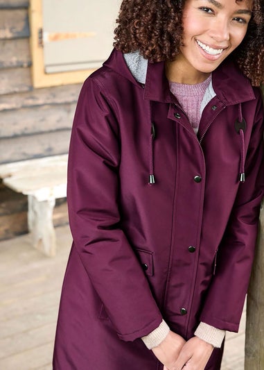 Cotton Traders Wine All-Weather Fleece Lined Waterproof Coat