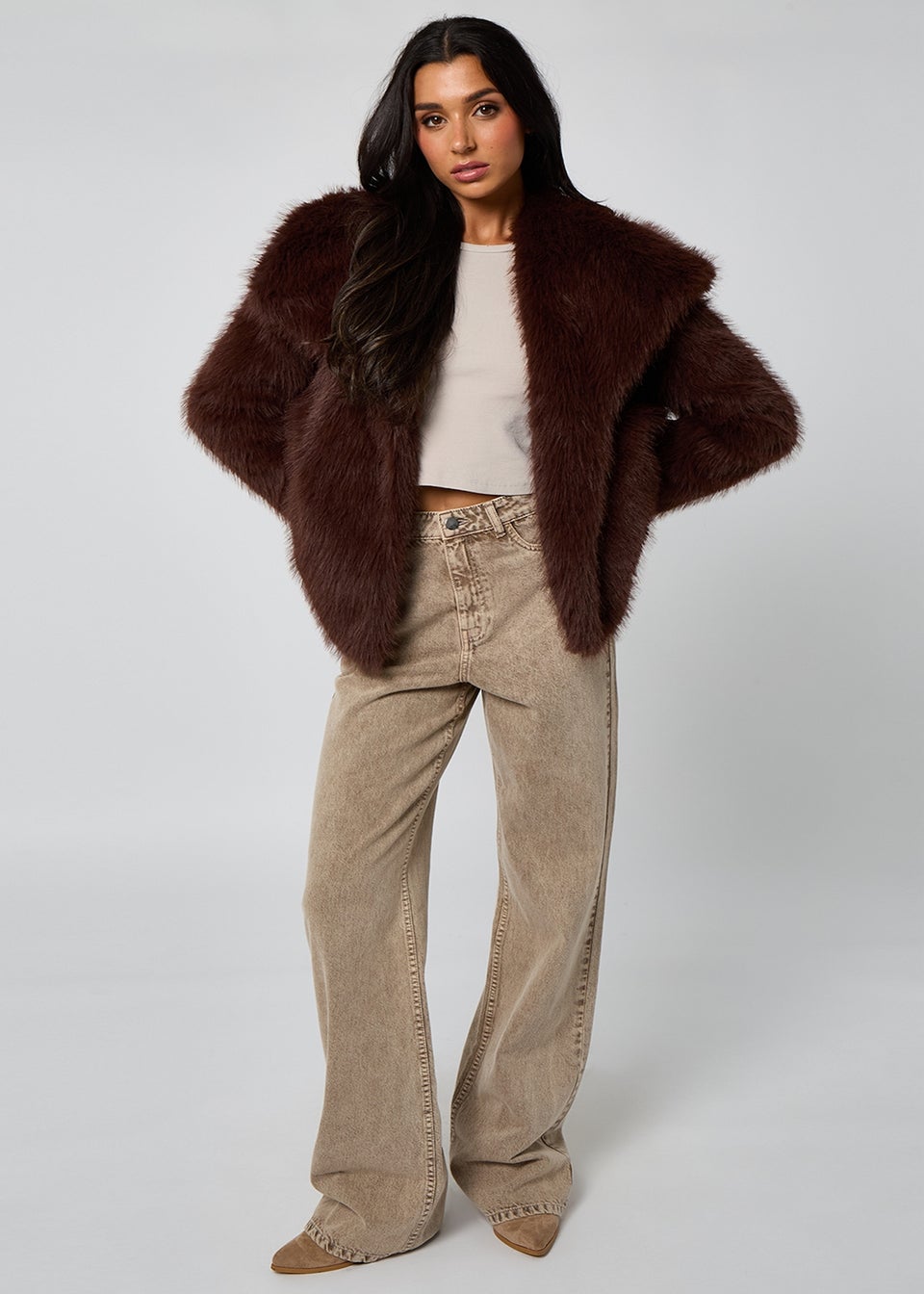 Urban Bliss Brown Faux Fur Jacket