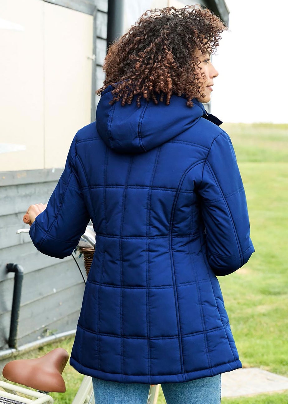 Cotton Traders Bright Cobalt Short Padded Hooded Coat