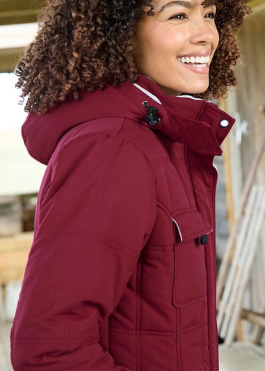 Cotton Traders Rusty Red Short Padded Hooded Coat