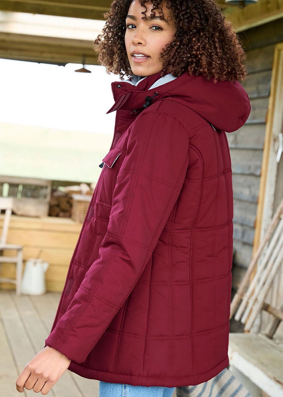 Cotton Traders Rusty Red Short Padded Hooded Coat