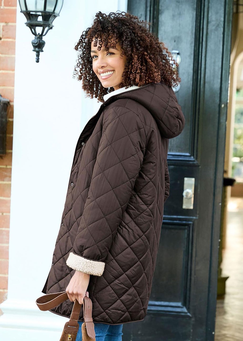 Cotton Traders Dark Taupe Reversible Coat