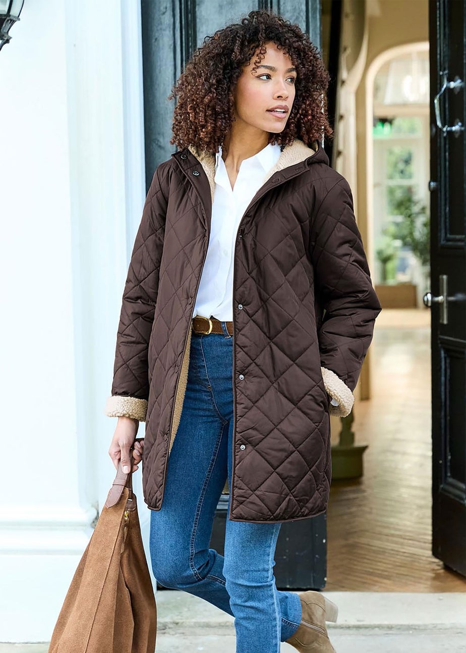 Cotton Traders Dark Taupe Reversible Coat