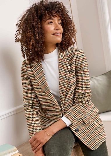 Cotton Traders Deep Khaki Check Blazer