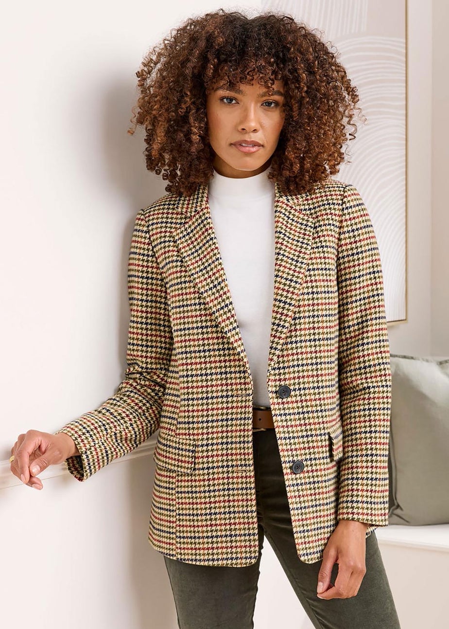Cotton Traders Deep Khaki Check Blazer