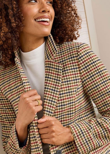 Cotton Traders Deep Khaki Check Blazer