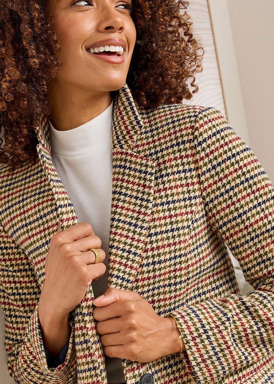 Cotton Traders Deep Khaki Check Blazer