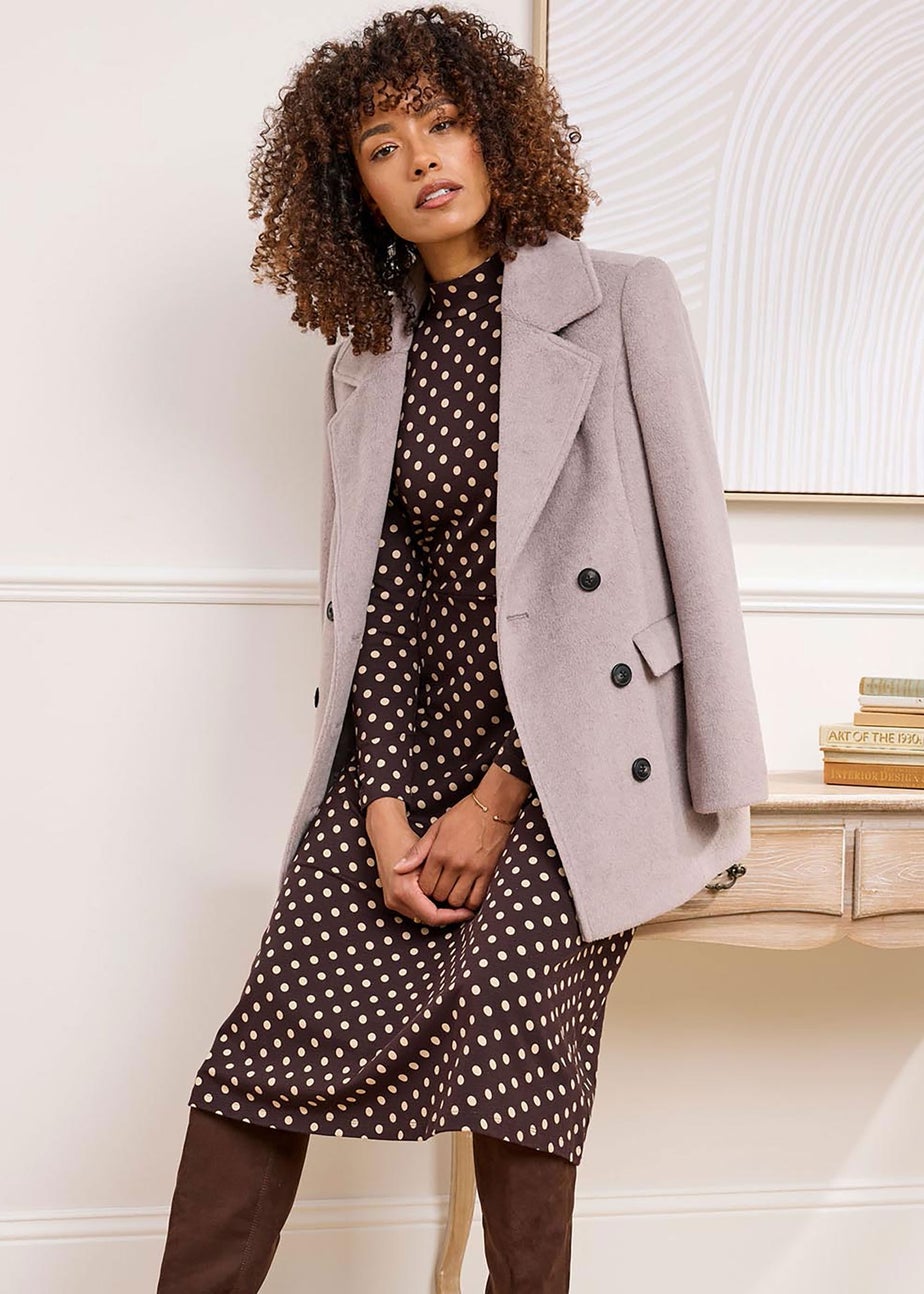 Cotton Traders Dark Chocolate Turtleneck Print Jersey Midi Dress