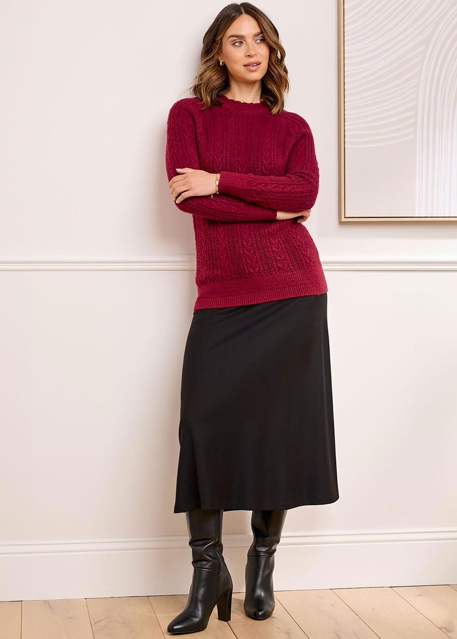 Cotton Traders Black Pull On Jersey Maxi Skirt