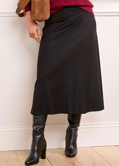 Cotton Traders Black Pull On Jersey Maxi Skirt