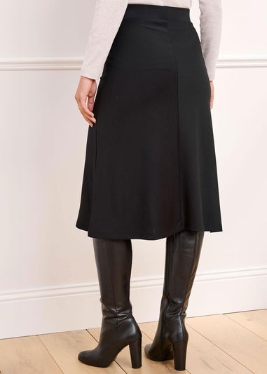 Cotton Traders Black Pull On Jersey Midi Skirt