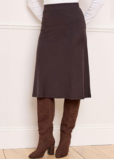 Cotton Traders Dark Chocolate Pull On Jersey Midi Skirt