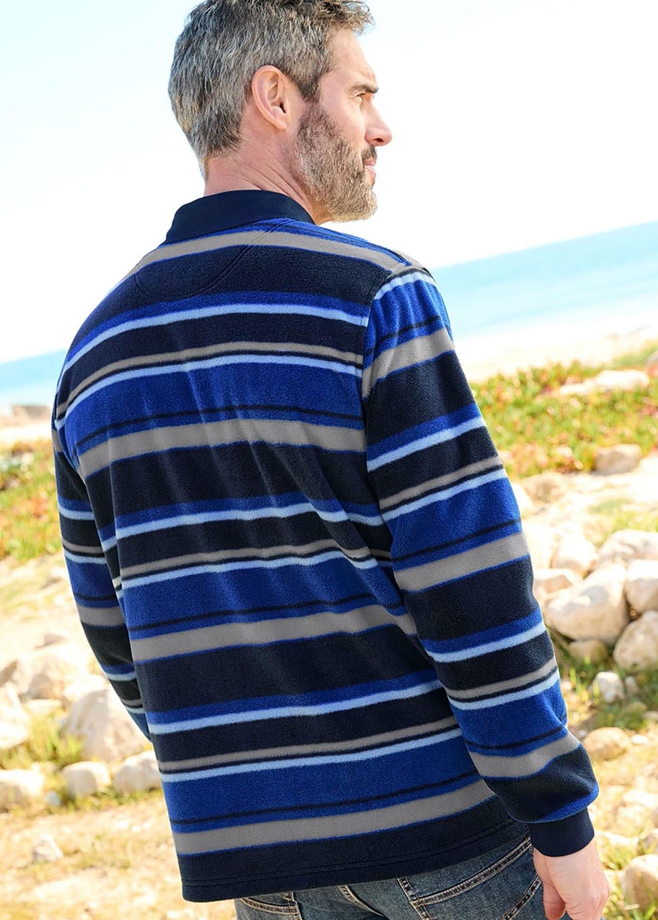 Cotton Traders Mid Blue Fleece Cut & Sew Rugby Shirt