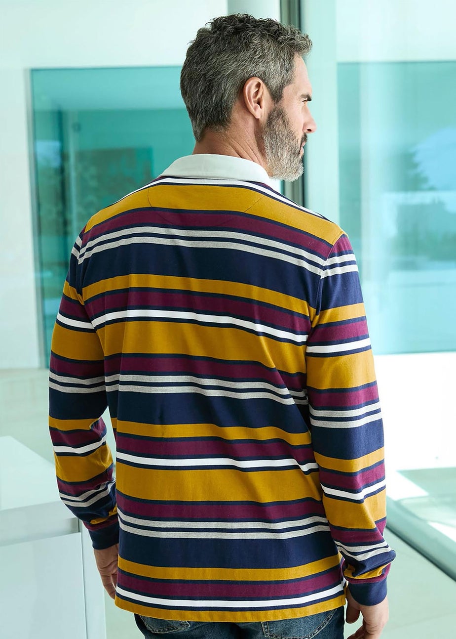 Cotton Traders Yellow Gold Long Sleeve Heritage Rugby Shirt