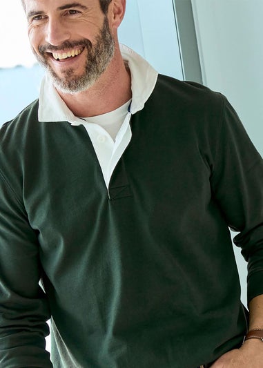 Cotton Traders Hunter Long Sleeve Plain Rugby Shirt