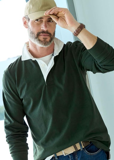 Cotton Traders Hunter Long Sleeve Plain Rugby Shirt