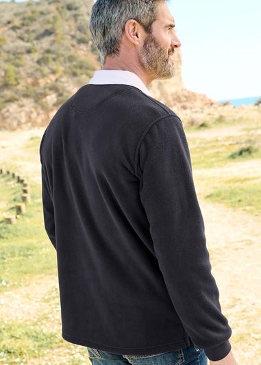 Cotton Traders Storm Grey Fleece Plain Rugby Shirt