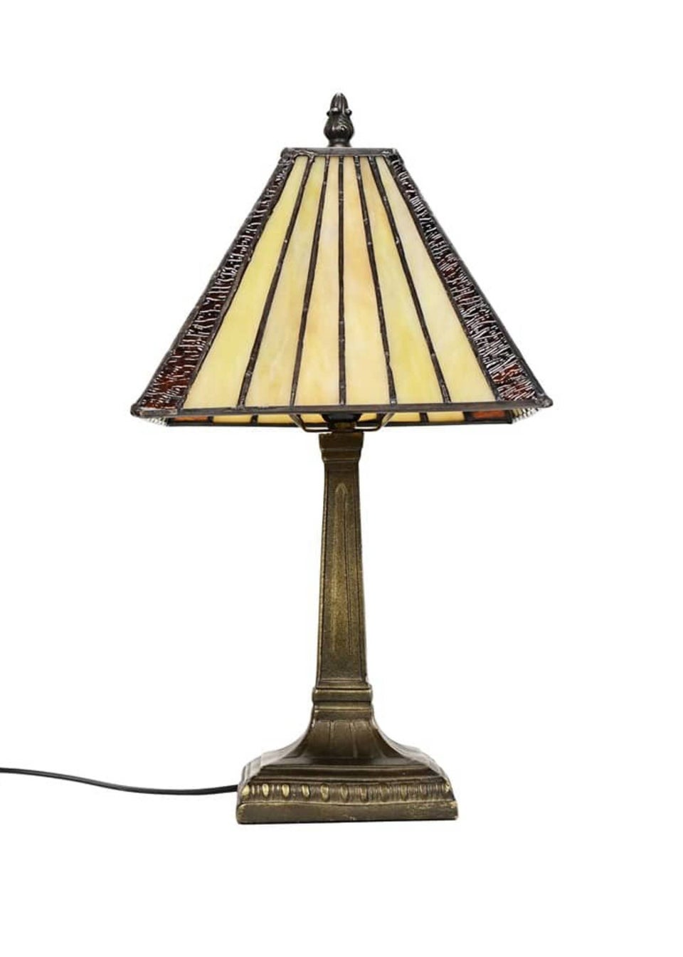 ValueLights Tiffany Stained Glass Antique Brass Table Lamp