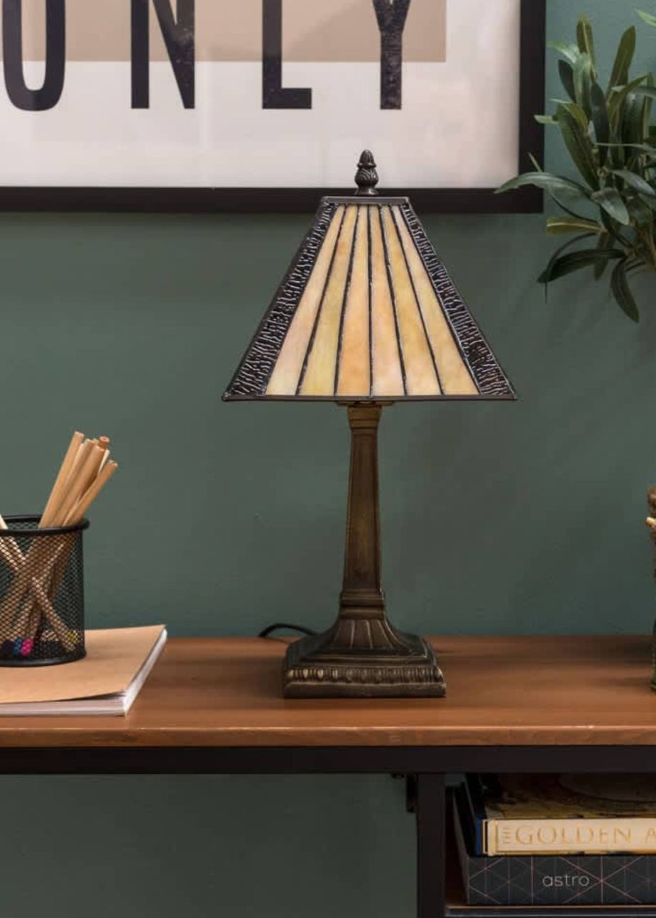 ValueLights Tiffany Stained Glass Antique Brass Table Lamp