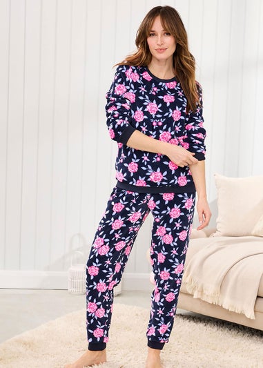 Cotton Traders Dark BlueShort Sleeve Woven PJ Set