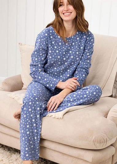 Cotton Traders Misty Blue Fleece Pyjama Set