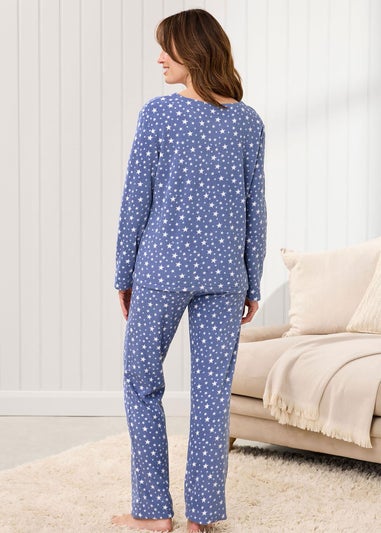 Cotton Traders Misty Blue Fleece Pyjama Set