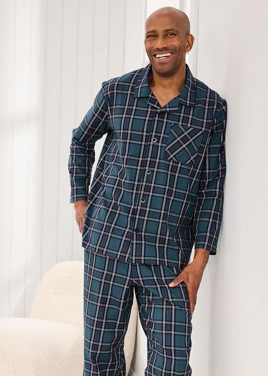 Cotton Traders Teal Short Sleeve Woven PJ Set