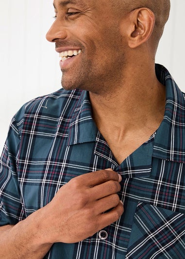 Cotton Traders Teal Short Sleeve Woven PJ Set