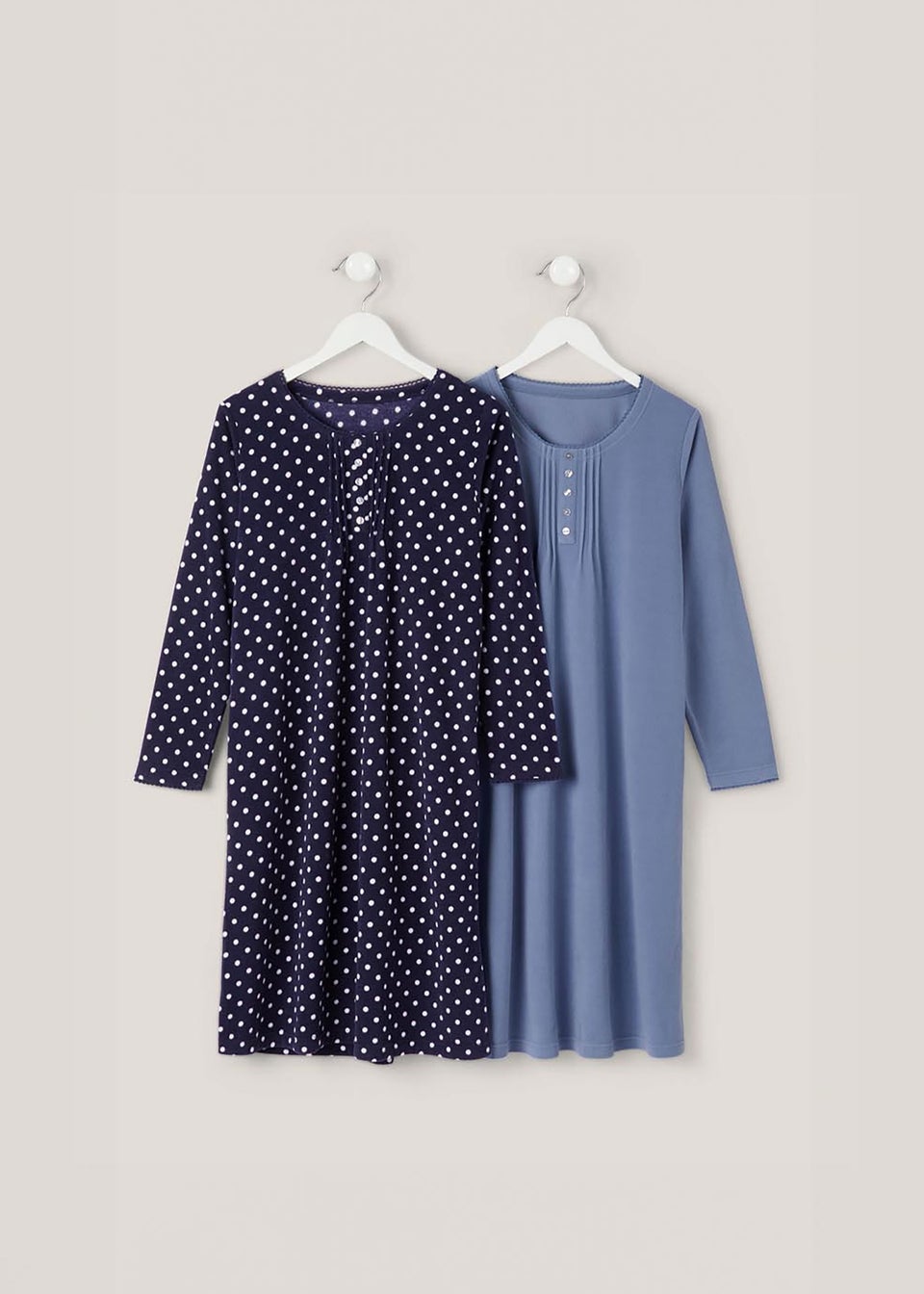 Cotton Traders Navy 2 Pack Fleece Nightdresses