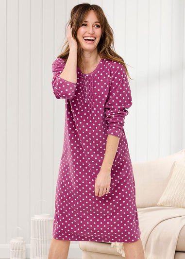 Cotton Traders Dark Rose 2 Pack Fleece Nightdresses