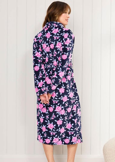 Cotton Traders Navy Cosy Fleece Dressing Gown