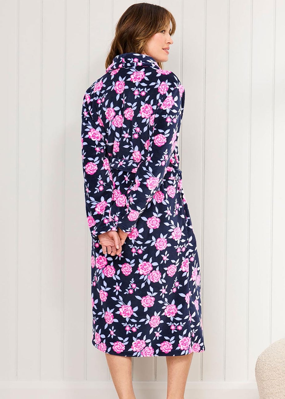 Cotton Traders Navy Cosy Fleece Dressing Gown