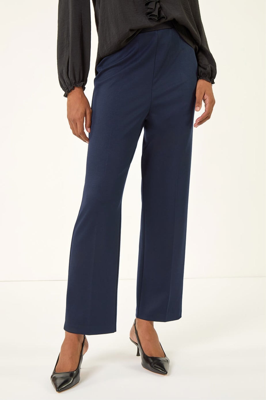 Roman Navy Straight Leg Ponte Trouser