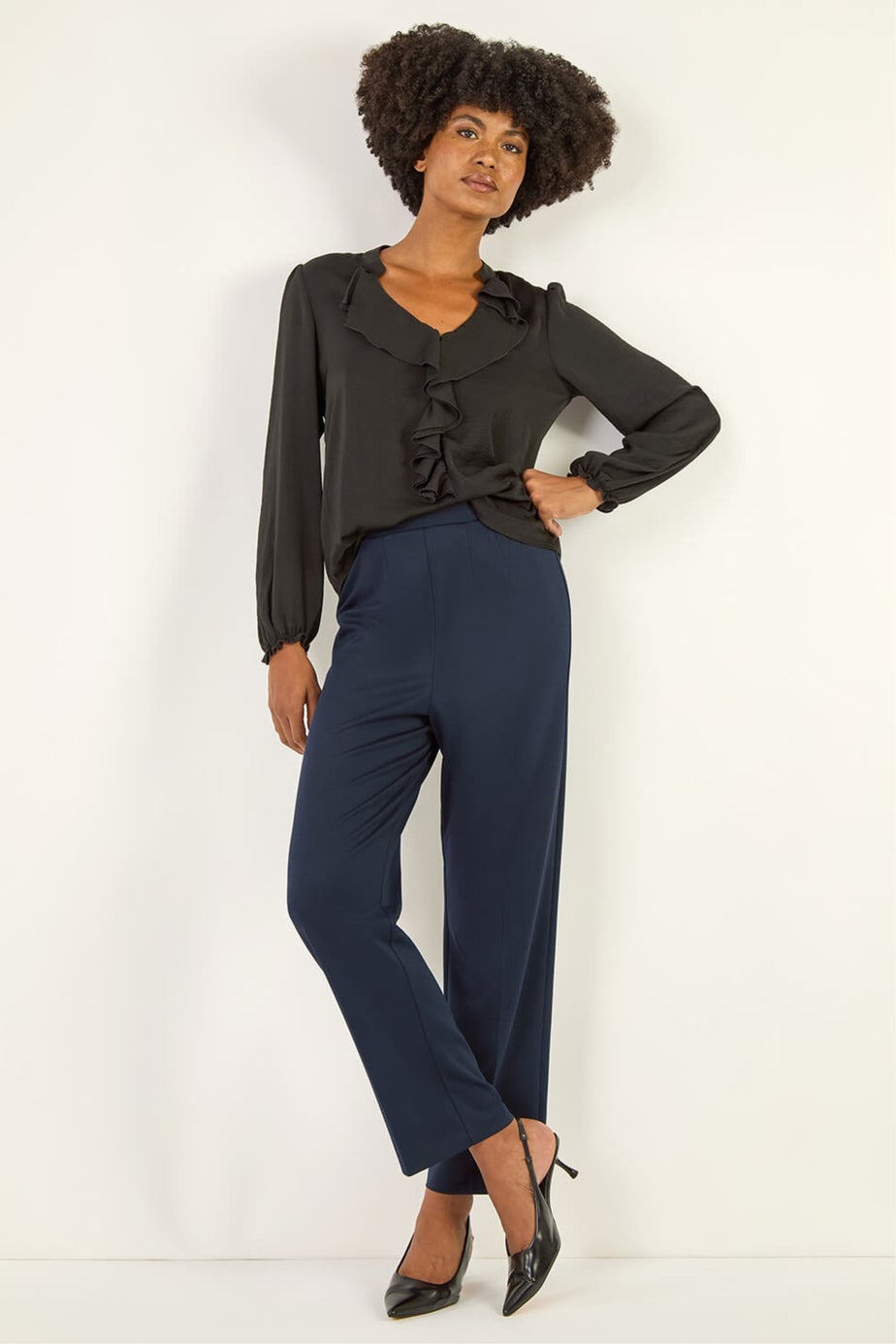 Roman Navy Straight Leg Ponte Trouser