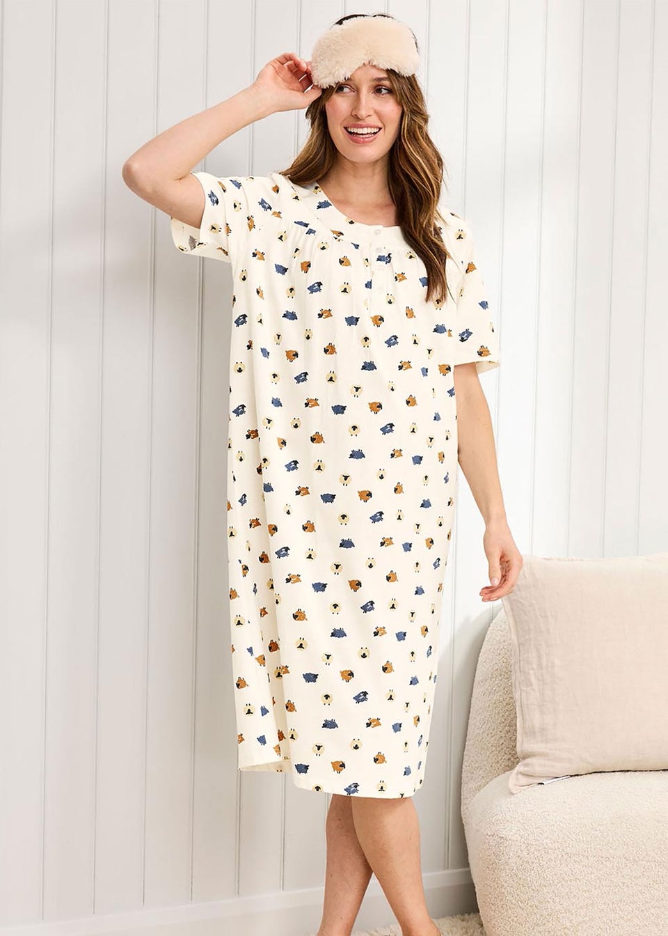 Cotton Traders Multi 2 Pack Short Sleeve Button Front Nightdress