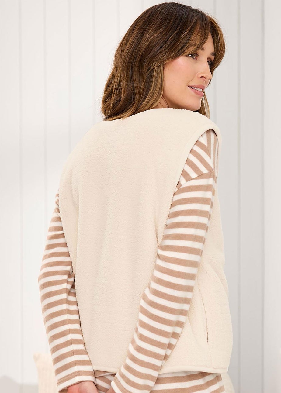 Cotton Traders Ivory Cosy Fleece Zip Front Gilet