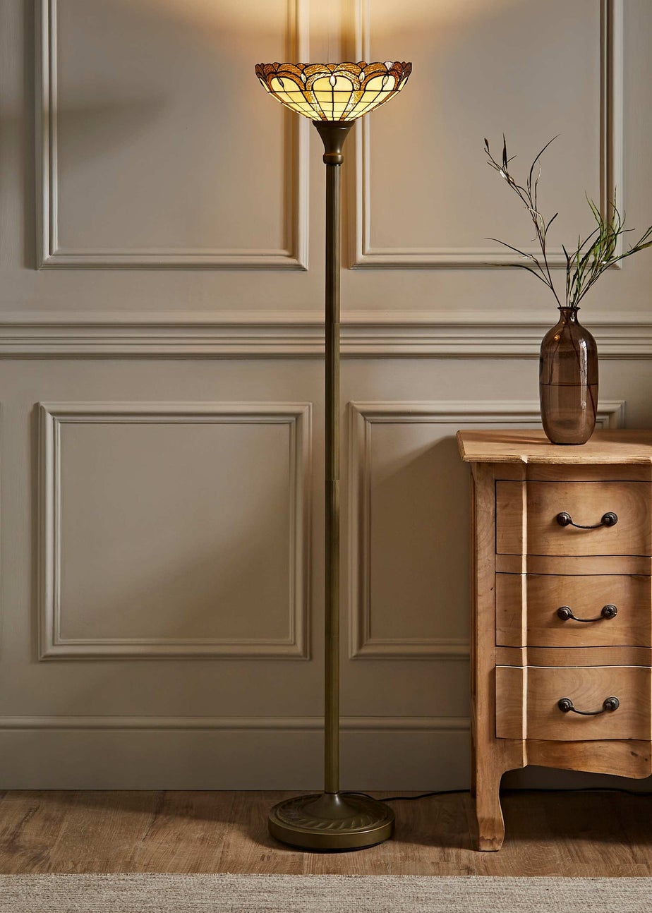 ValueLights Tiffany Jewel Stained Glass Uplighter Floor Lamp