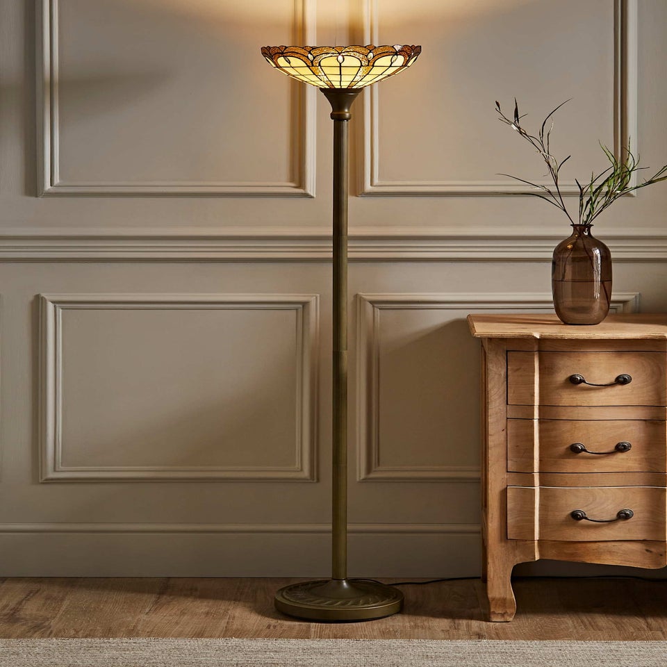 ValueLights Tiffany Jewel Stained Glass Uplighter Floor Lamp