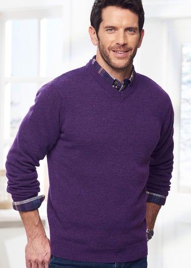 Cotton Traders Amethyst Lambswool Rich V Neck Jumper