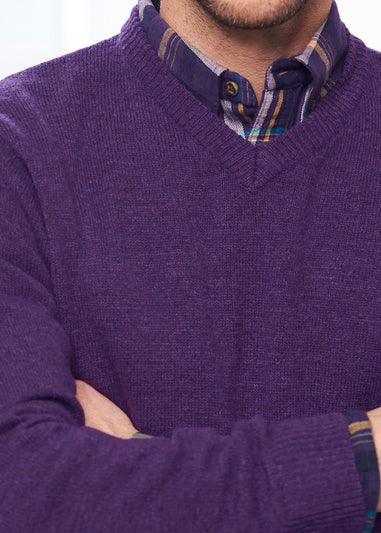 Cotton Traders Amethyst Lambswool Rich V Neck Jumper